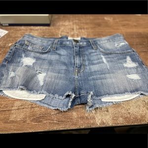 Current Elliott shredded denim shorts